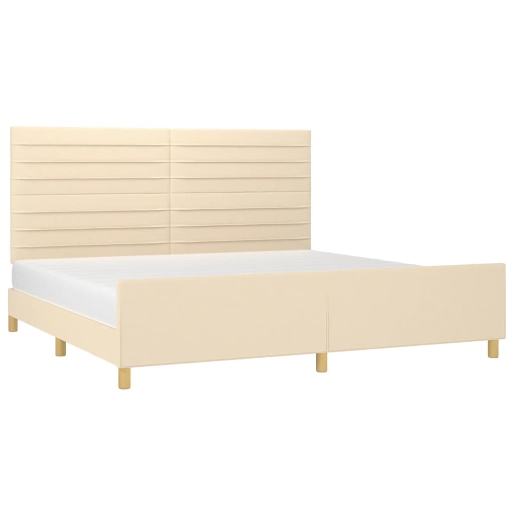 Estrutura de cama com cabeceira 200x200 cm tecido cor creme