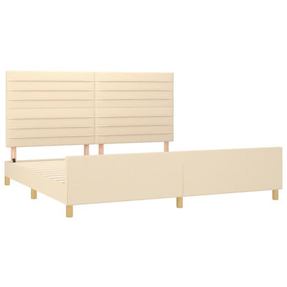 Estrutura de cama com cabeceira 200x200 cm tecido cor creme