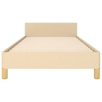 Estrutura de cama c/ cabeceira 100x200 cm tecido cor creme