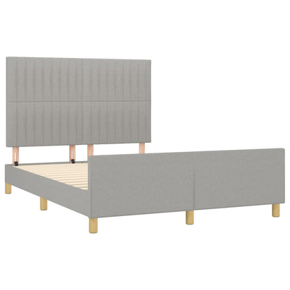 Estrutura de cama c/ cabeceira 140x190 cm tecido cinza-claro