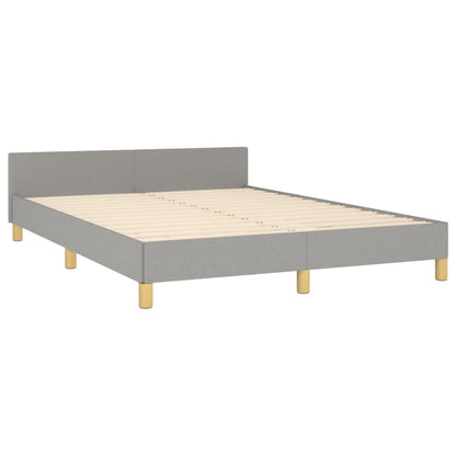 Estrutura de cama c/ cabeceira 140x190 cm tecido cinza-claro