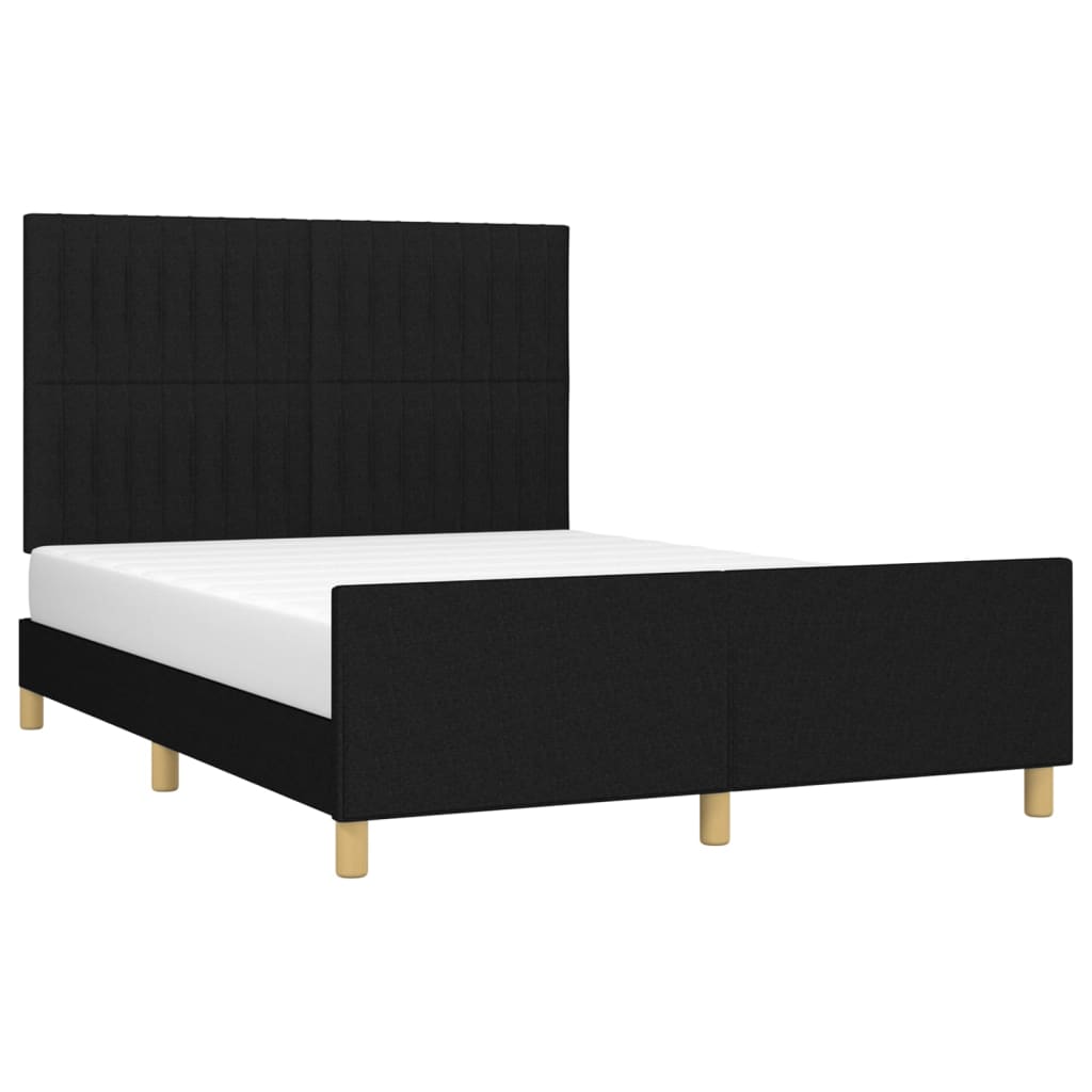 Estrutura de cama c/ cabeceira 140x190 cm tecido preto