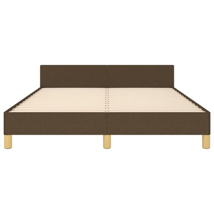 Estrutura de cama c/ cabeceira 140x190cm tecido castanho-escuro