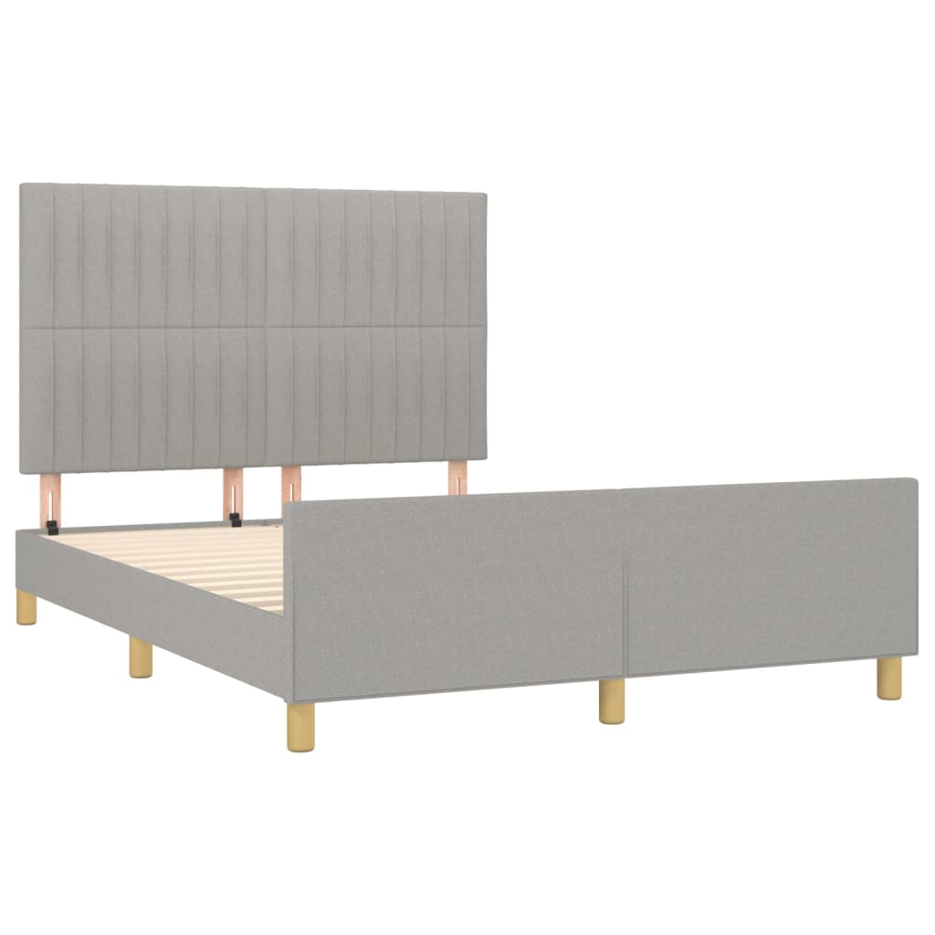 Estrutura de cama com cabeceira 140x200 cm tecido cinza-claro