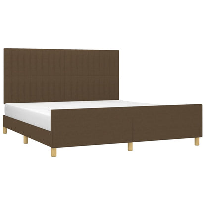 Estrutura de cama 180x200 cm tecido castanho-escuro