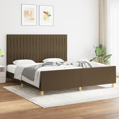 Estrutura de cama 180x200 cm tecido castanho-escuro