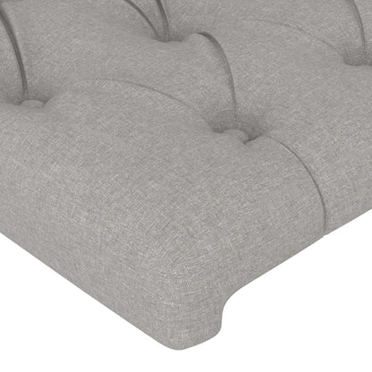 Estrutura de cama c/ cabeceira tecido 90x190 cm cinza-claro