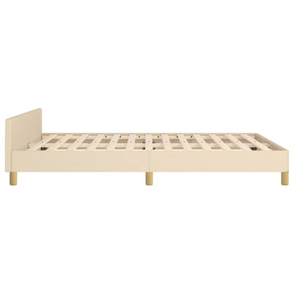 Estrutura de cama c/ cabeceira tecido cor creme 140x190 cm