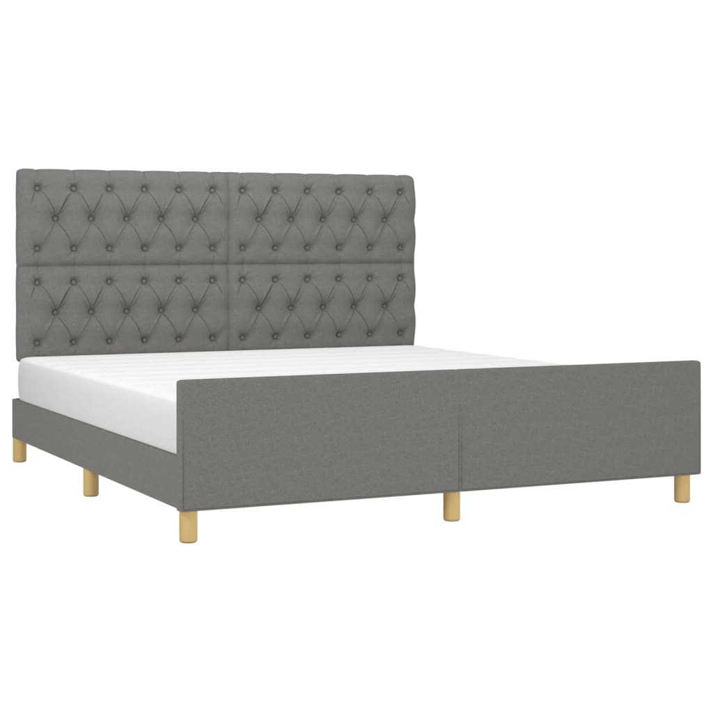 Estrutura de cama 160x200 cm tecido cinzento-escuro