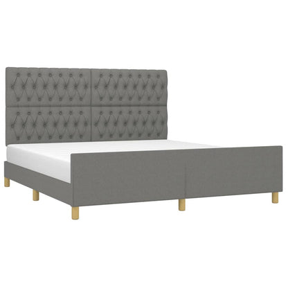 Estrutura de cama 180x200 cm tecido cinzento-escuro