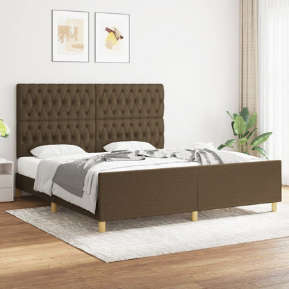 Estrutura de cama 180x200 cm tecido castanho-escuro