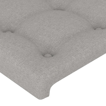 Estrutura de cama c/ cabeceira tecido 90x190 cm cinza-claro