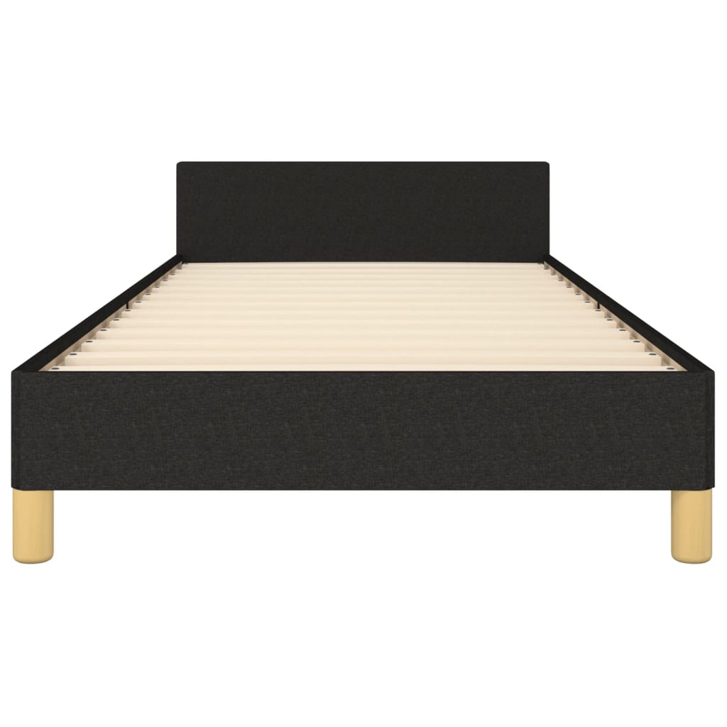 Estrutura de cama c/ cabeceira tecido 90x190 cm preto