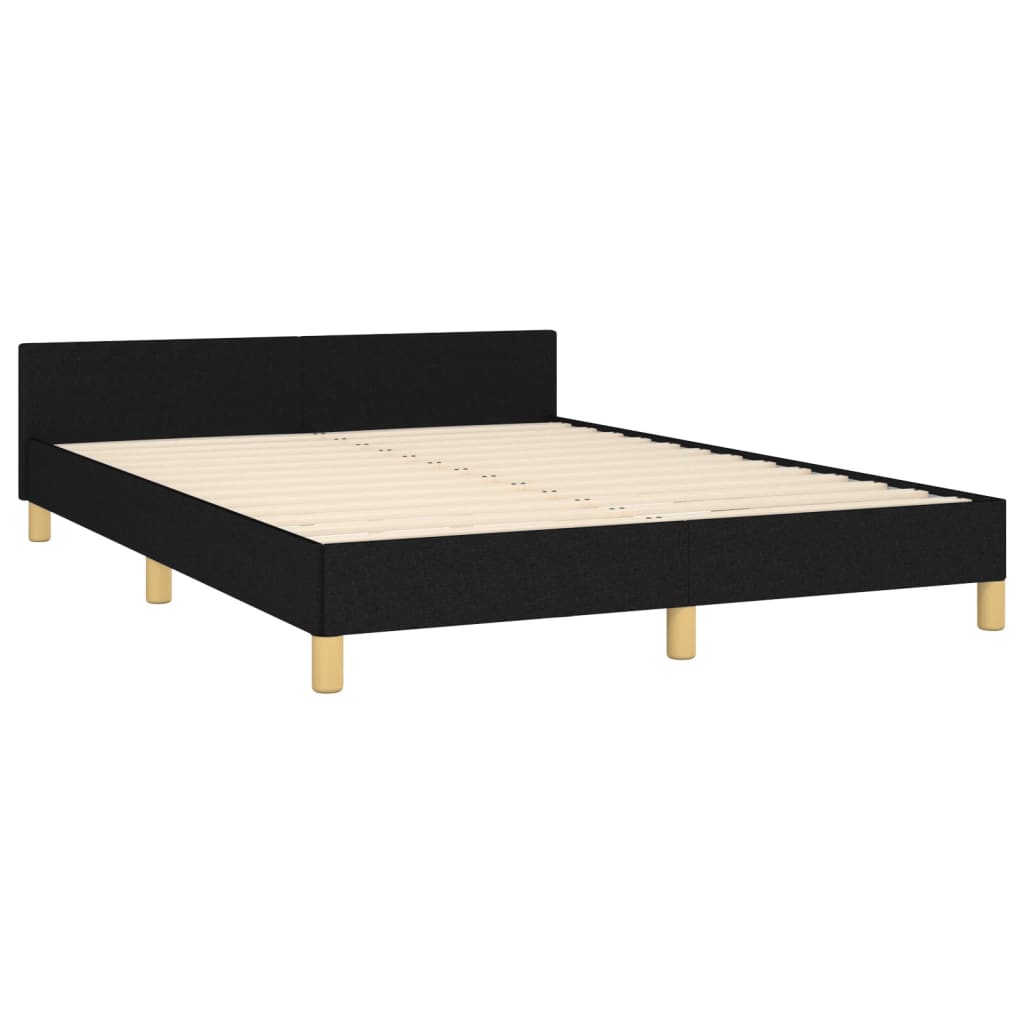 Estrutura de cama c/ cabeceira 140x190 cm tecido preto