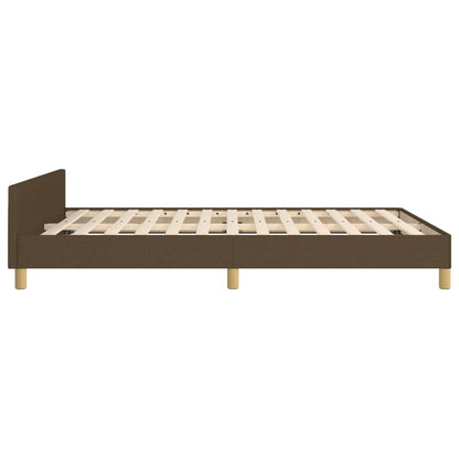 Estrutura de cama c/ cabeceira 140x190cm tecido castanho-escuro