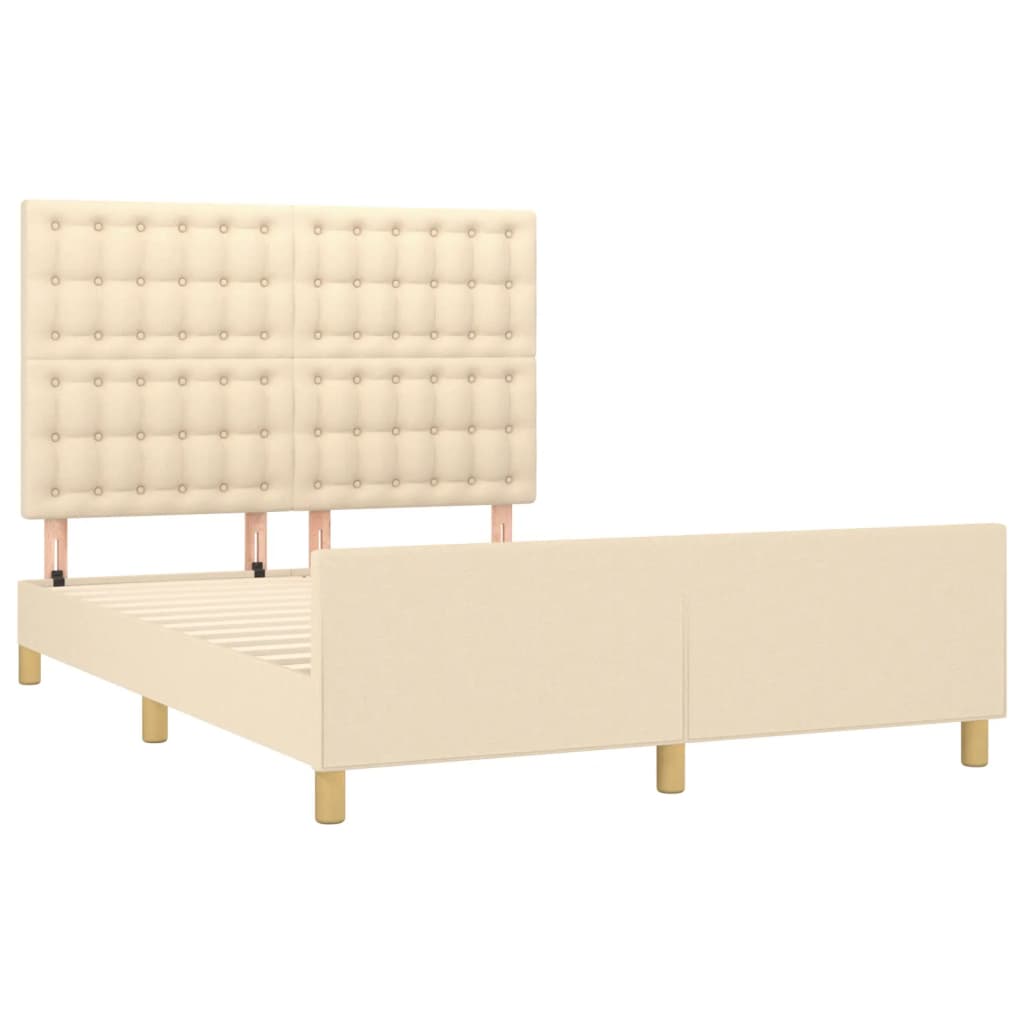 Estrutura de cama c/ cabeceira 140x200 cm tecido cor creme