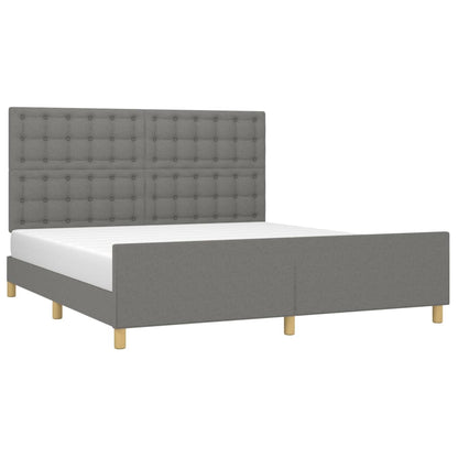 Estrutura de cama 180x200 cm tecido cinzento-escuro