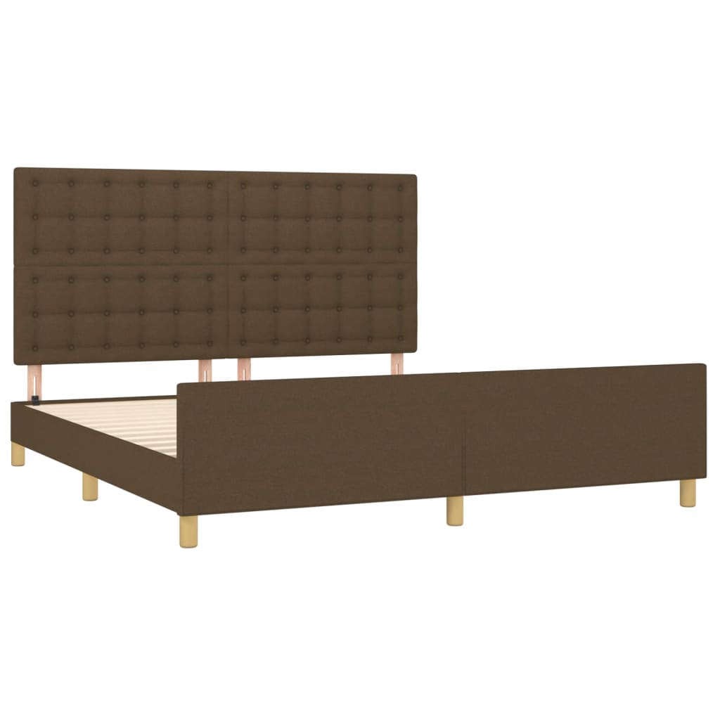 Estrutura de cama 180x200 cm tecido castanho-escuro