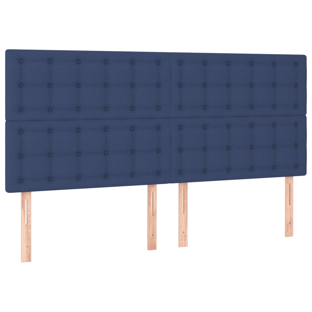 Estrutura de cama com cabeceira 200x200 cm tecido azul