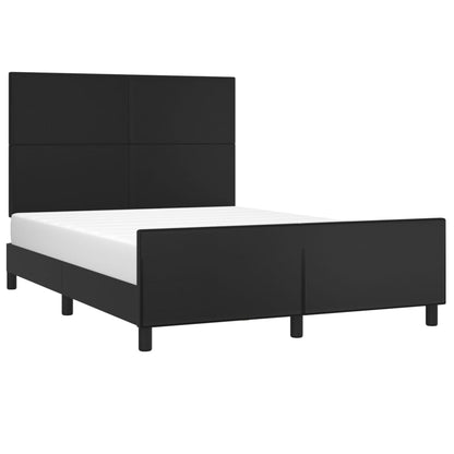 Estrutura cama c/ cabeceira 140x190 cm couro artificial preto