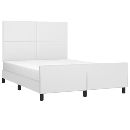 Estrutura cama c/ cabeceira couro artificial 140x190 cm branco