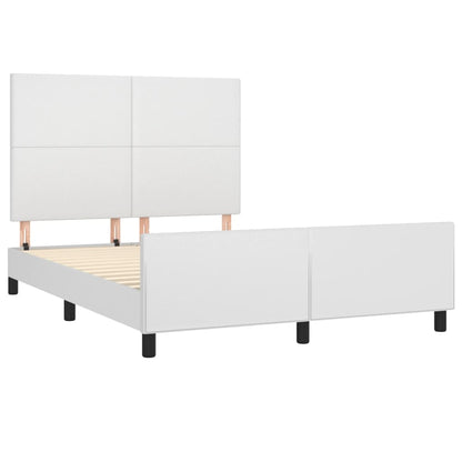 Estrutura cama c/ cabeceira couro artificial 140x190 cm branco