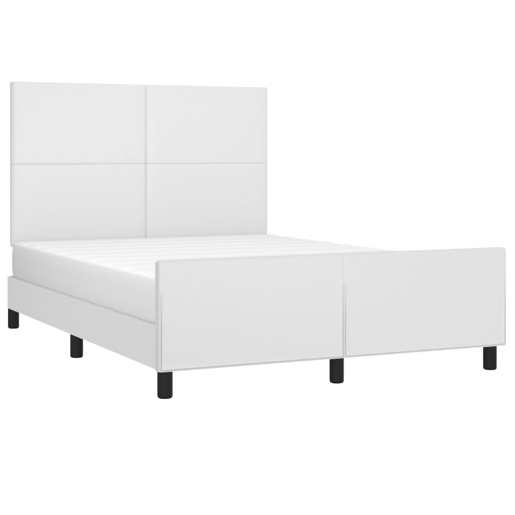 Estrutura cama c/ cabeceira 140x200 cm couro artificial branco