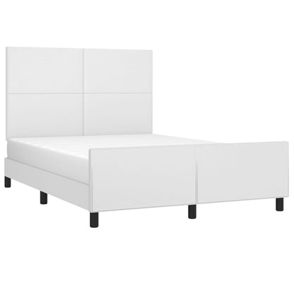 Estrutura cama c/ cabeceira 140x200 cm couro artificial branco