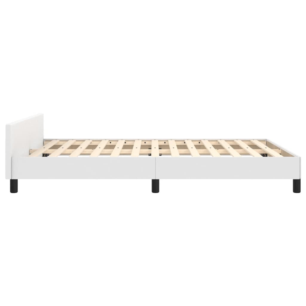 Estrutura cama c/ cabeceira 140x200 cm couro artificial branco