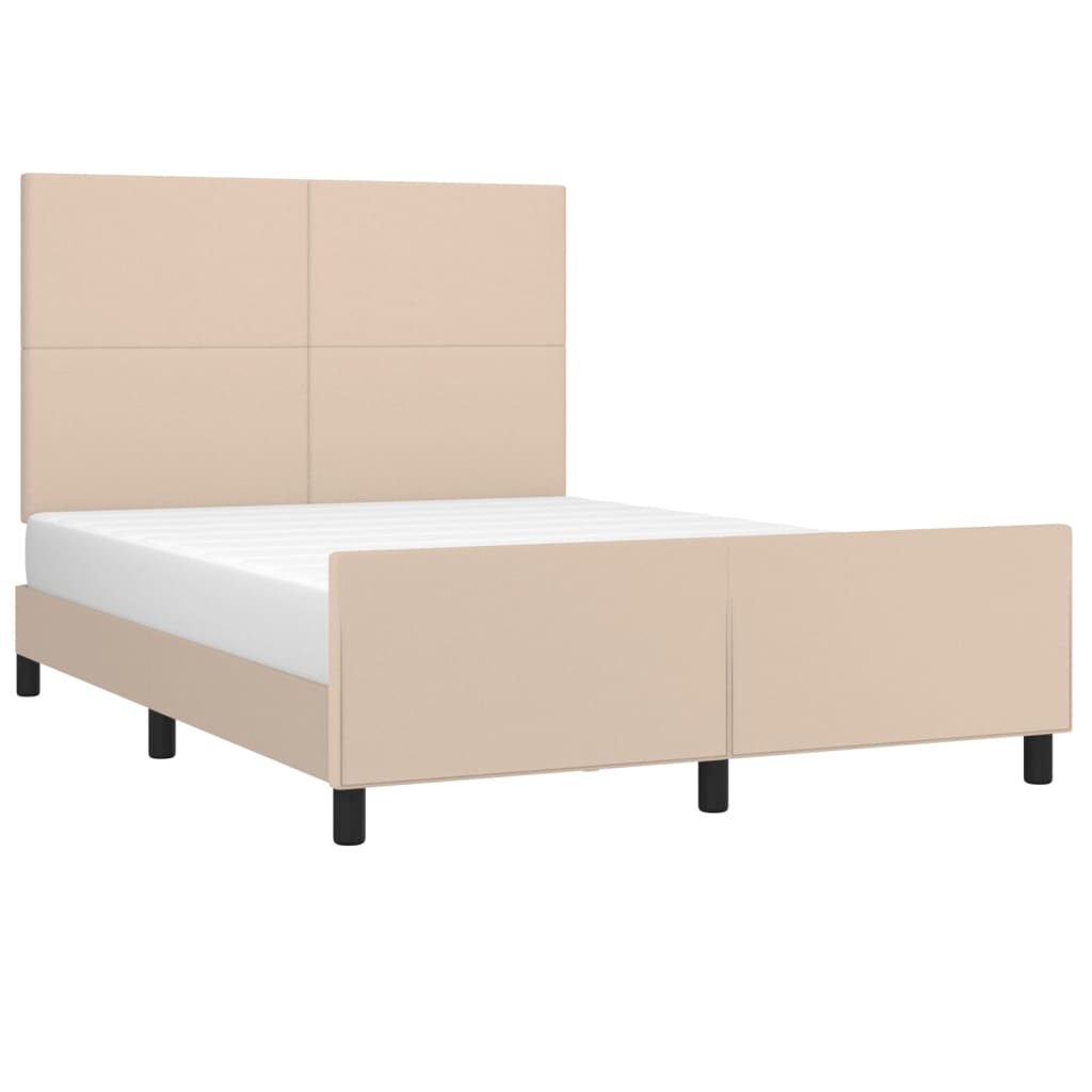 Estrutura cama cabeceira 140x200 cm couro artificial cappuccino