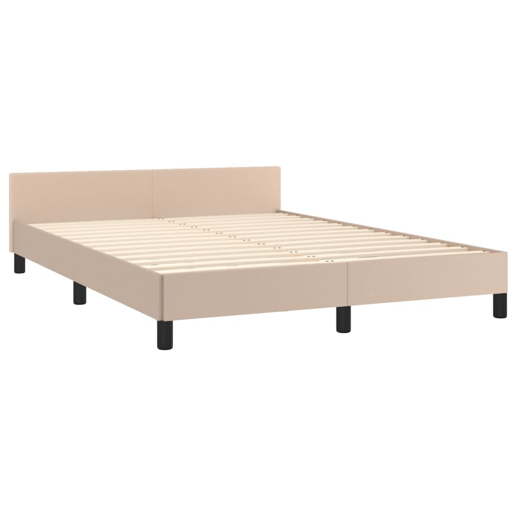 Estrutura cama cabeceira 140x200 cm couro artificial cappuccino