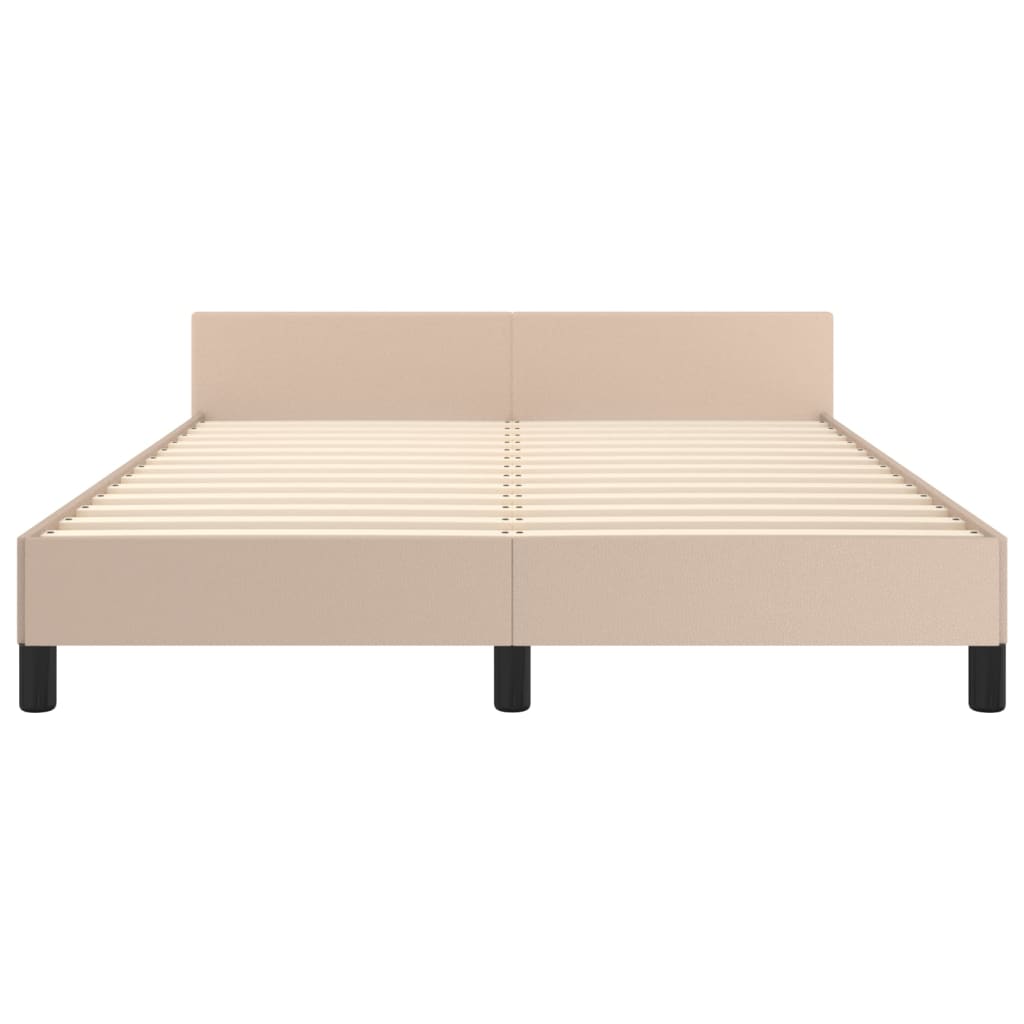 Estrutura cama cabeceira 140x200 cm couro artificial cappuccino