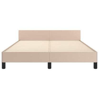 Estrutura cama cabeceira 140x200 cm couro artificial cappuccino