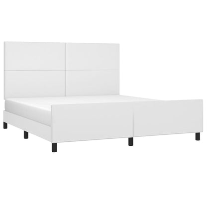 Estrutura cama c/ cabeceira 160x200 cm couro artificial branco