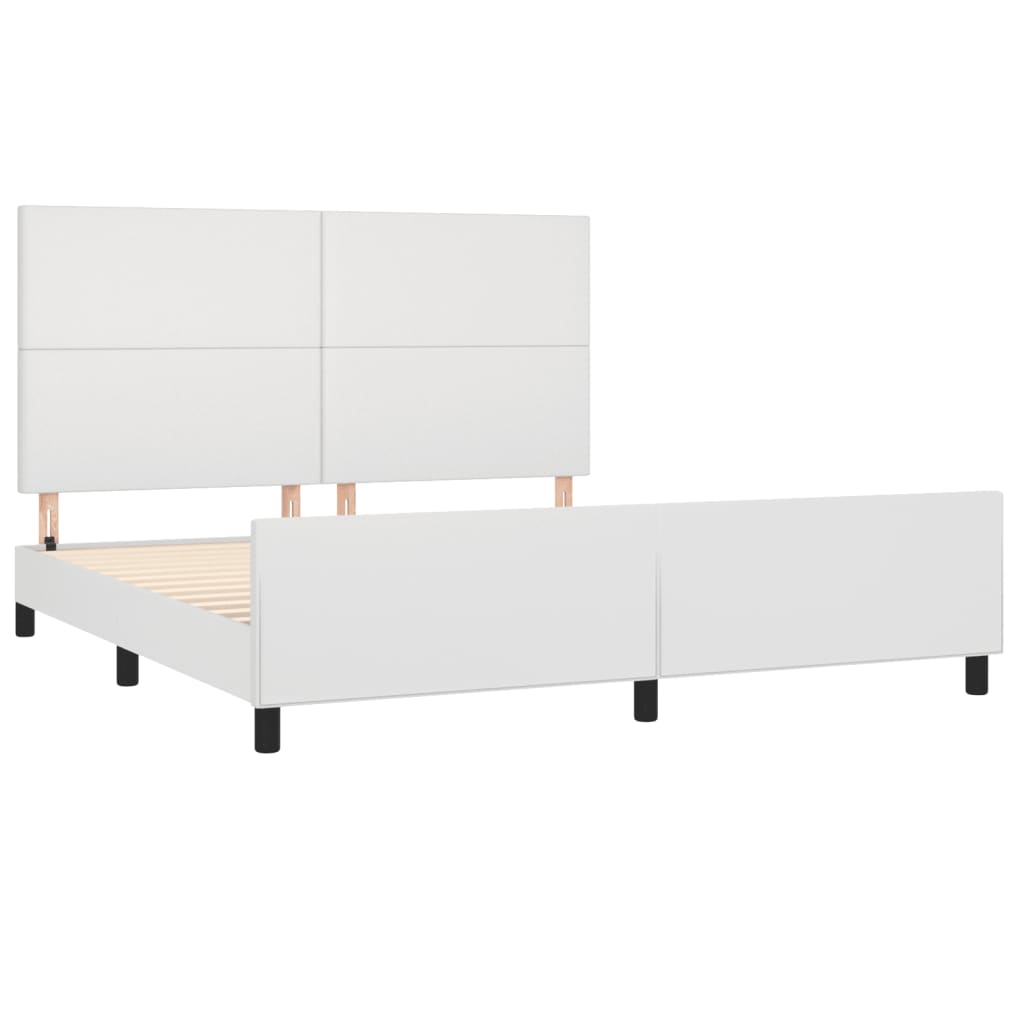 Estrutura cama c/ cabeceira 160x200 cm couro artificial branco