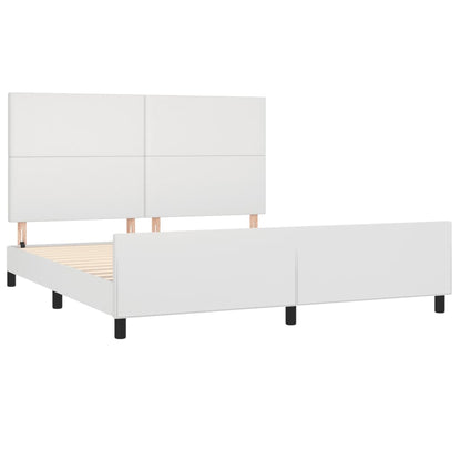 Estrutura cama c/ cabeceira 160x200 cm couro artificial branco