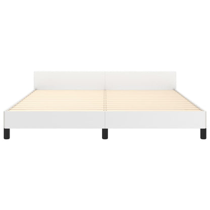 Estrutura cama c/ cabeceira 160x200 cm couro artificial branco