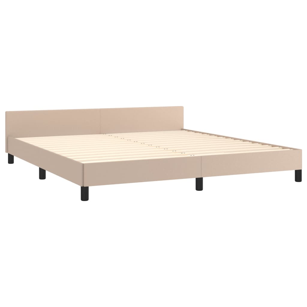 Estrutura cama cabeceira 160x200 cm couro artificial cappuccino