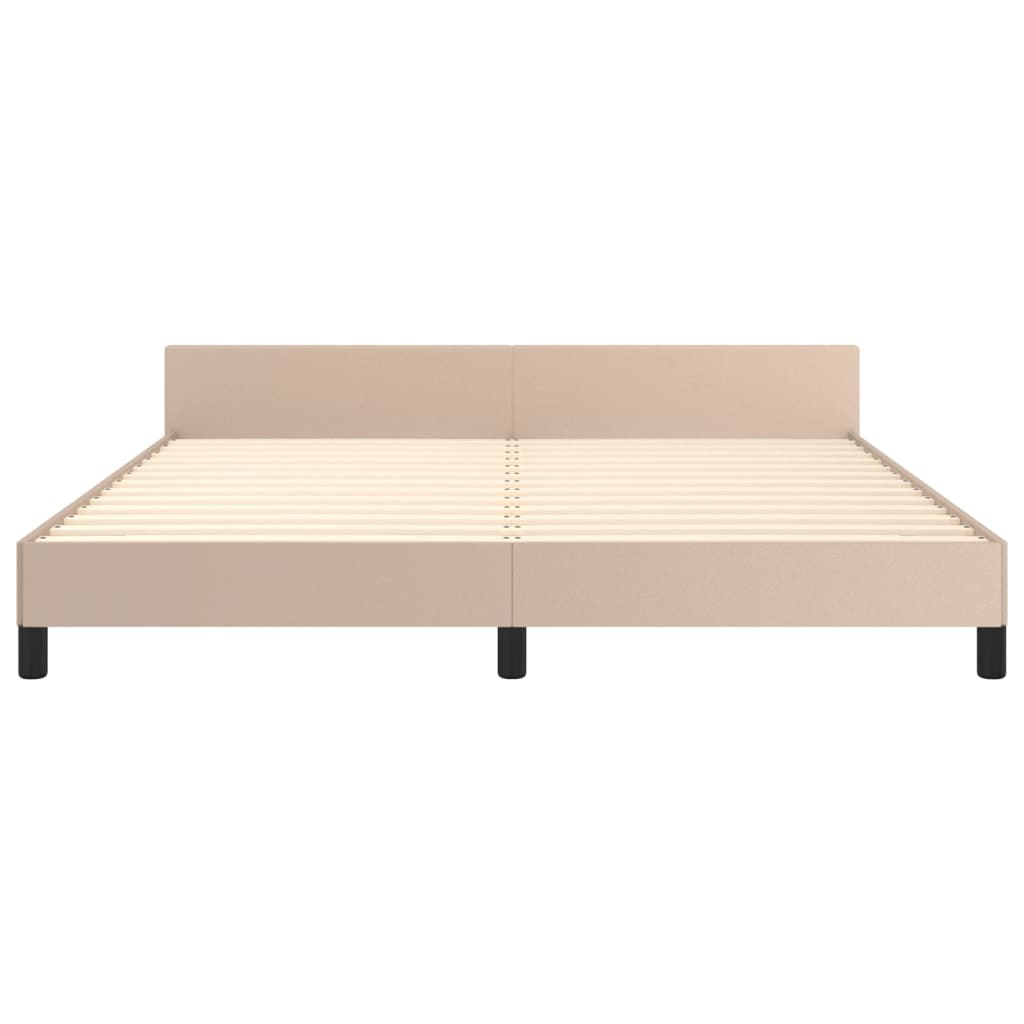 Estrutura cama cabeceira 160x200 cm couro artificial cappuccino