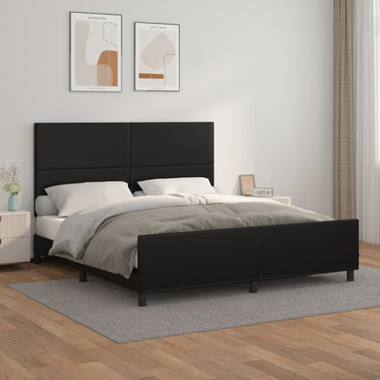 Estrutura de cama c/ cabeceira 180x200cm couro artificial preto