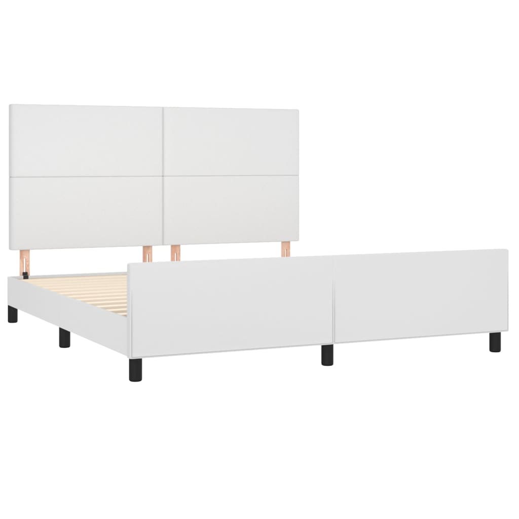 Estrutura cama c/ cabeceira 180x200 cm couro artificial branco