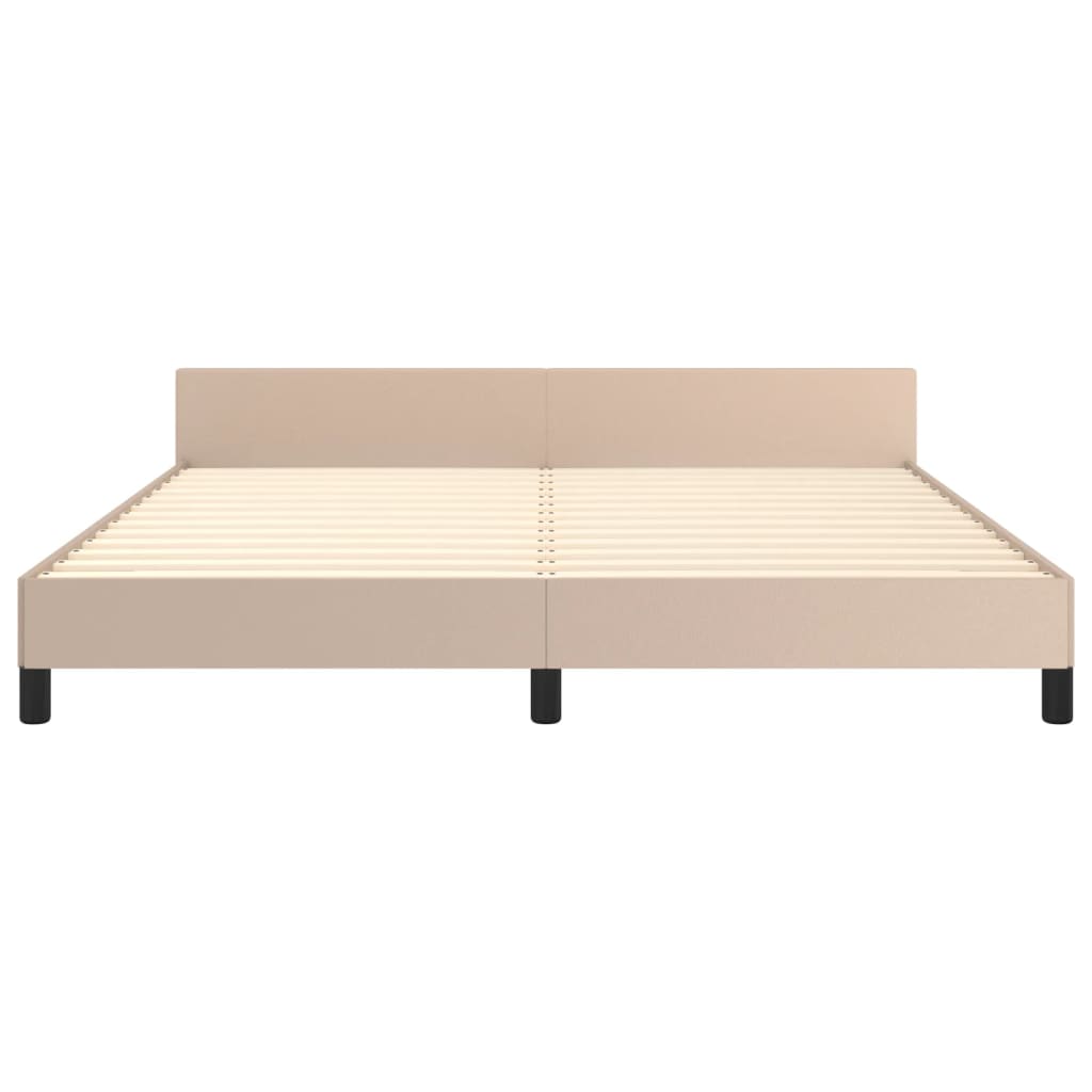 Estrutura cama cabeceira 180x200 cm couro artificial cappuccino