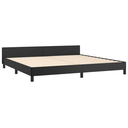 Estrutura cama c/ cabeceira 200x200 cm couro artificial preto