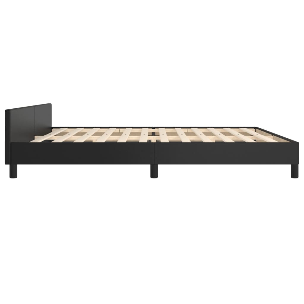 Estrutura cama c/ cabeceira 200x200 cm couro artificial preto