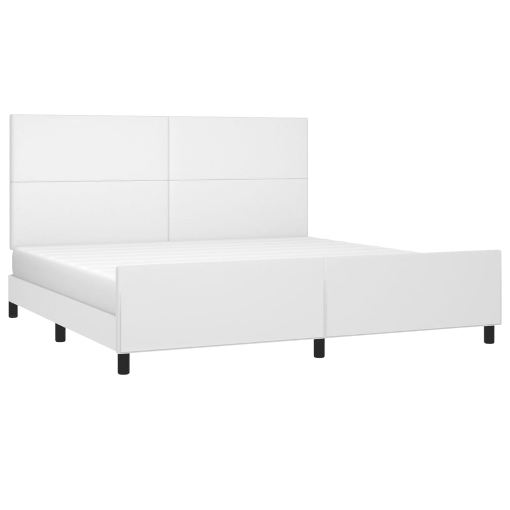 Estrutura cama c/ cabeceira couro artificial 200x200 cm branco