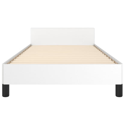 Estrutura de cama c/ cabeceira couro artificial 90x190cm branco