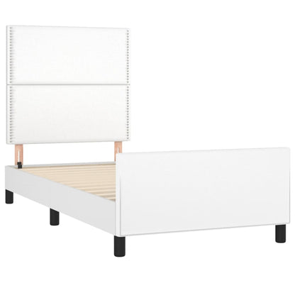 Estrutura cama c/ cabeceira 90x200 cm couro artificial branco