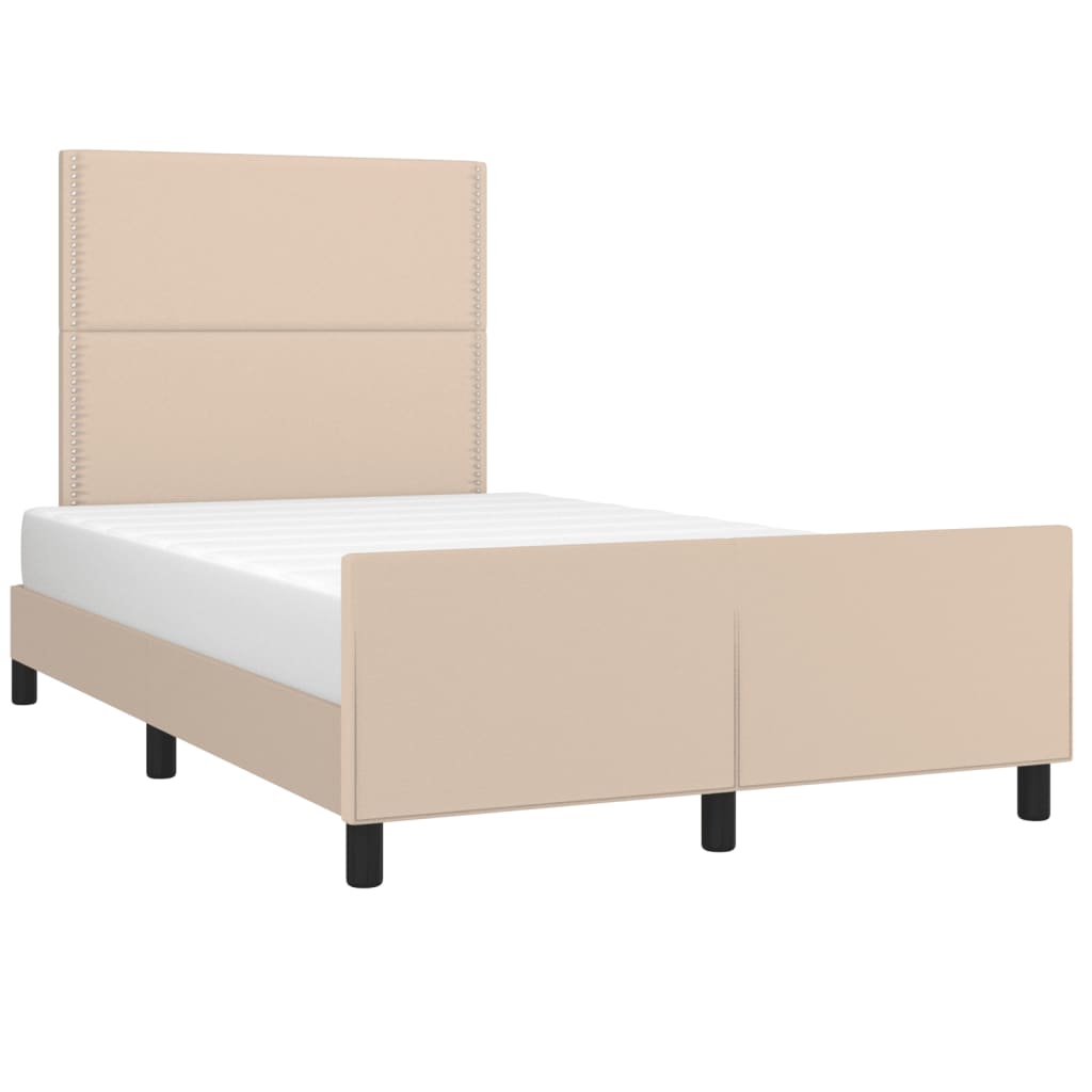 Estrutura cama cabeceira 120x200 cm couro artificial cappuccino