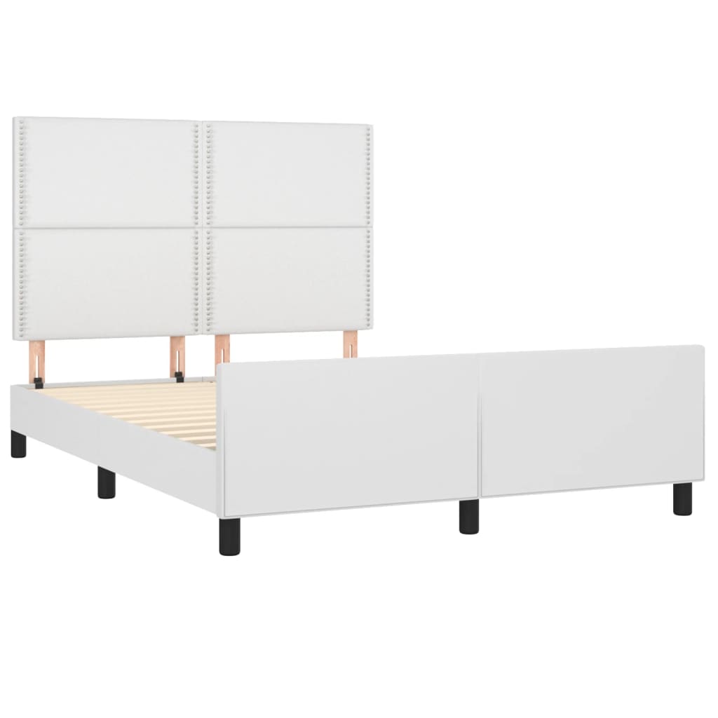 Estrutura cama c/ cabeceira couro artificial 140x190 cm branco