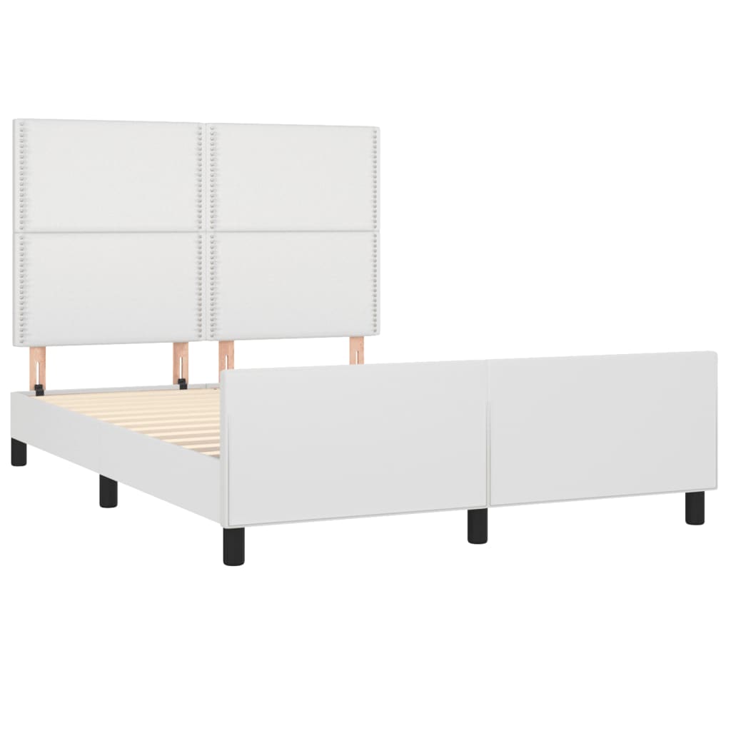 Estrutura cama c/ cabeceira 140x200 cm couro artificial branco